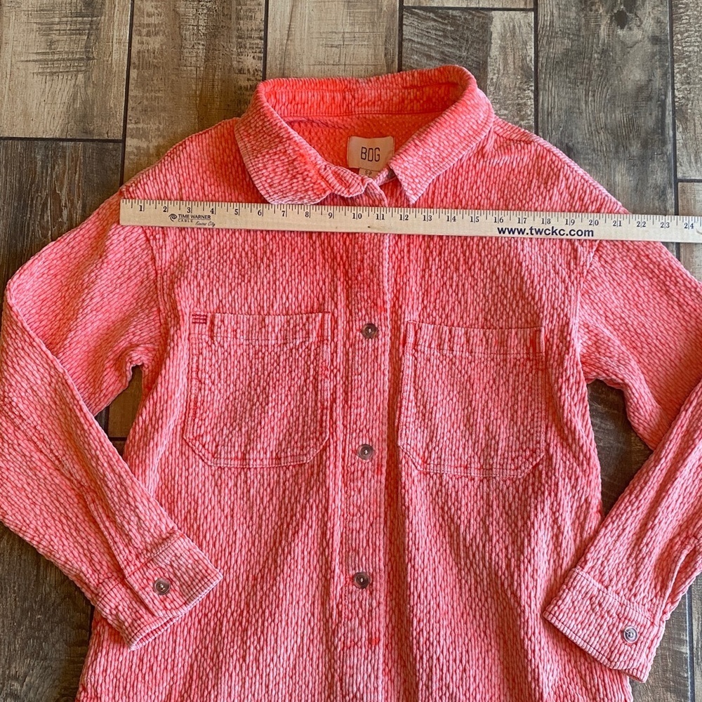 BDG Serena Orange Textured Button-Up Collared Shacket 🆕 - Picture 7 of 11